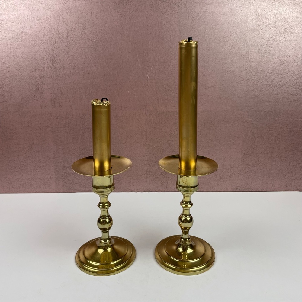 Brass Gold Colored Candle Stick Holders Set Of 2 Classic